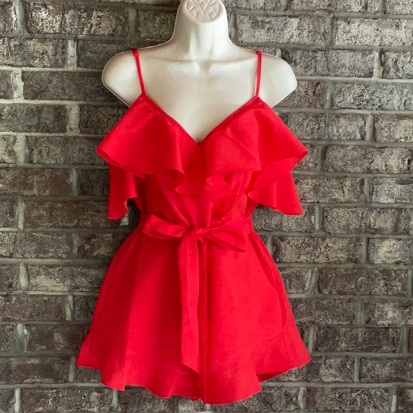 blue blush Pants - blue blush stripes and ruffles roper with packets size M